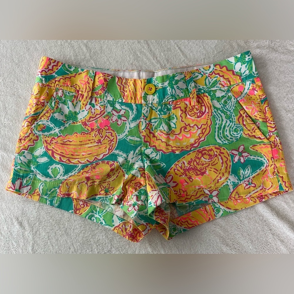 Lilly Pulitzer Walsh Short Pop Goes the Leamur Colorful Paisley Women's 6 EUC
